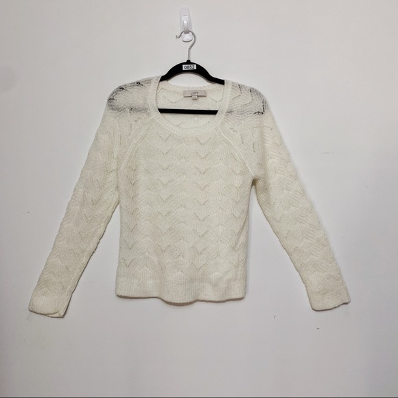 Ann Taylor LOFT Cream Cropped Open Knit Sweater, Women’s Size XL - Picture 1 of 6